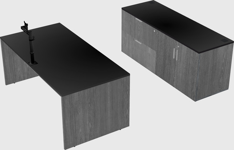 Parallel desk with credenza