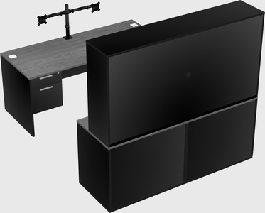 Bureau parallèle avec crédence