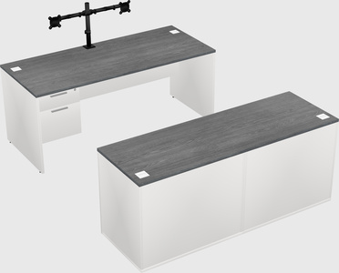 Parallel desk with credenza
