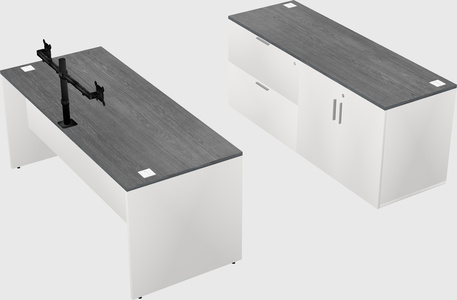 Parallel desk with credenza