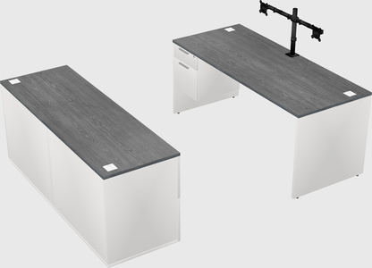 Parallel desk with credenza