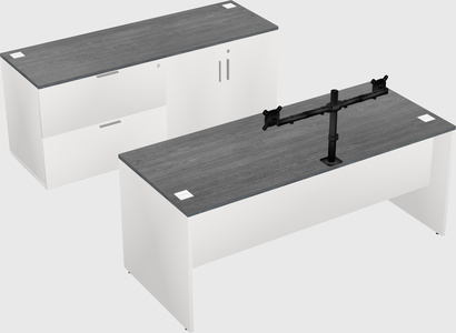 Parallel desk with credenza