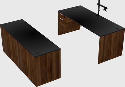 Bureau parallèle avec crédence