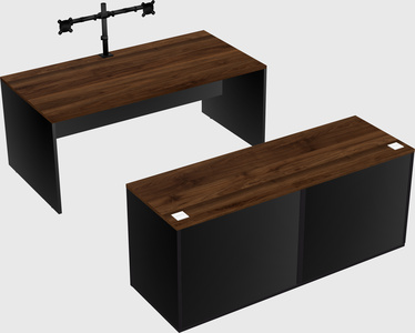 Parallel desk with credenza