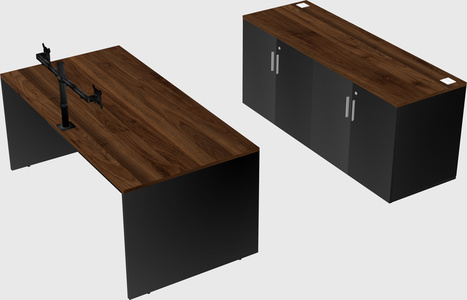 Parallel desk with credenza
