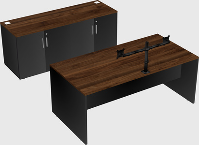 Parallel desk with credenza