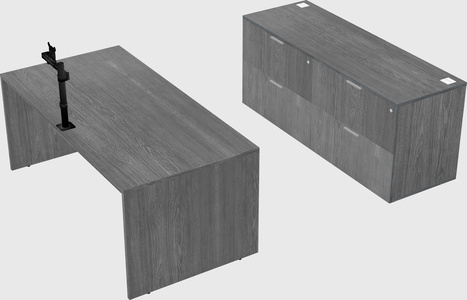 Parallel desk with credenza