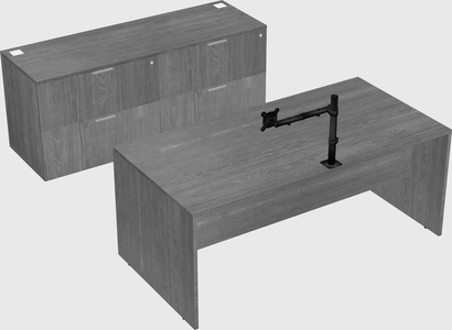 Parallel desk with credenza