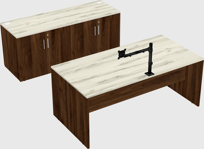 Parallel desk with credenza