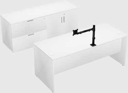 Parallel desk with credenza