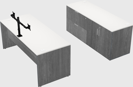 Parallel desk with credenza