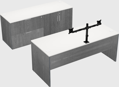 Parallel desk with credenza
