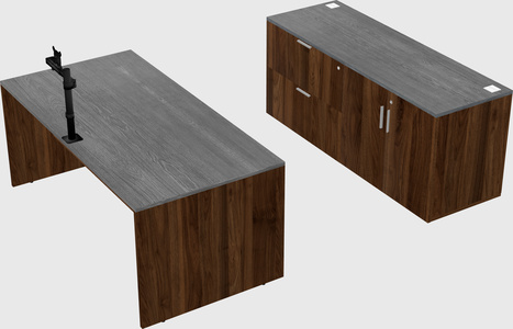 Parallel desk with credenza