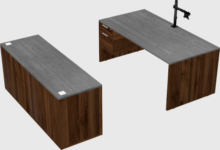 Parallel desk with credenza