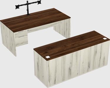 Parallel desk with credenza