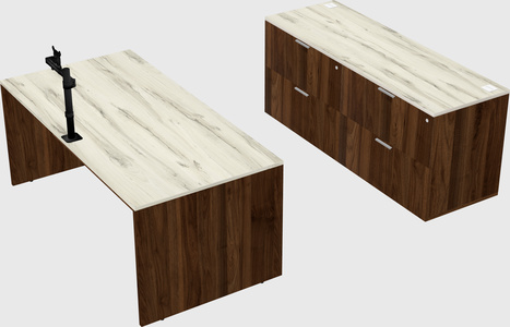 Parallel desk with credenza