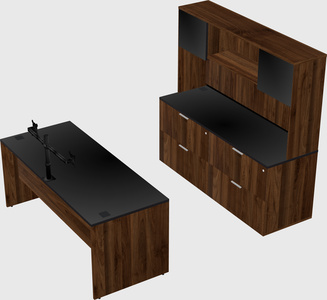 Parallel desk with credenza