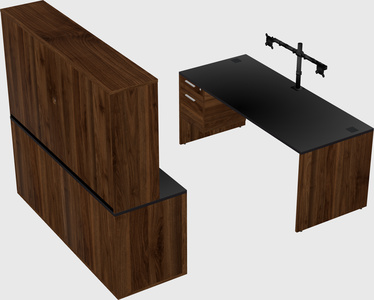 Parallel desk with credenza