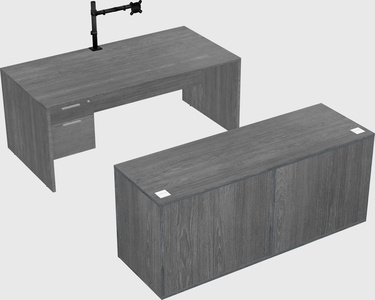 Parallel desk with credenza
