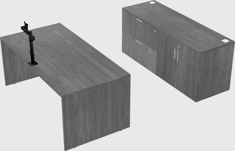 Parallel desk with credenza