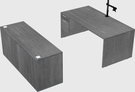Parallel desk with credenza
