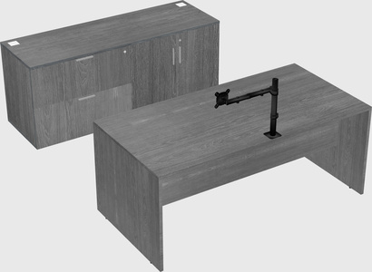 Parallel desk with credenza