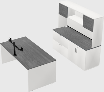 Parallel desk with credenza