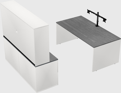 Parallel desk with credenza