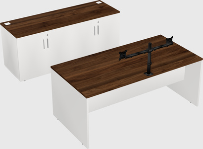 Parallel desk with credenza