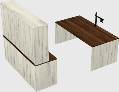 Parallel desk with credenza