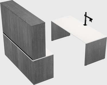 Parallel desk with credenza