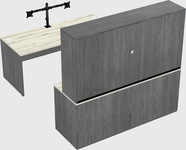 Parallel desk with credenza