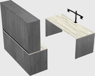Parallel desk with credenza