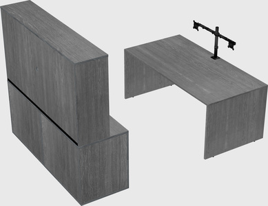 Parallel desk with credenza