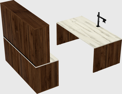 Parallel desk with credenza