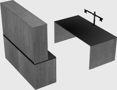 Parallel desk with credenza