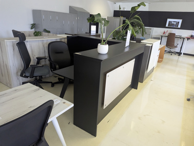 Black reception desk