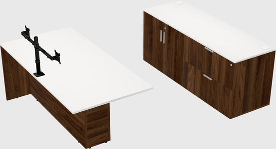 Executive parallel desk with credenza