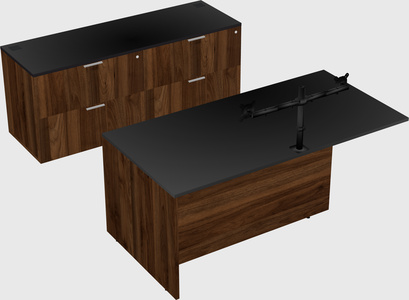 Executive parallel desk with credenza