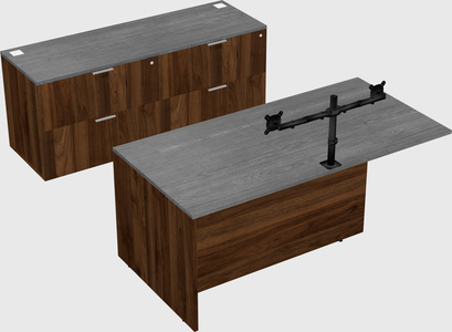 Executive parallel desk with credenza