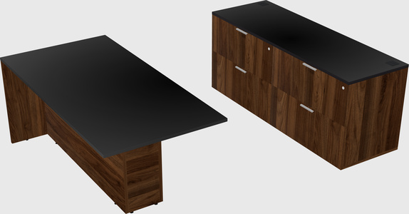 Executive parallel desk with credenza