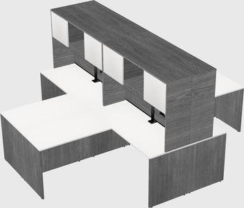 Quad l-shaped office desks