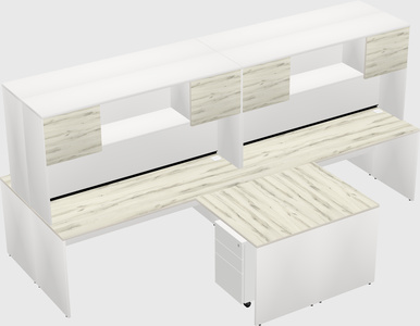 Quad l-shaped office desks