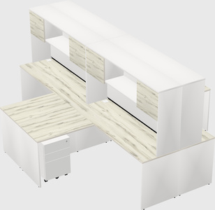 Quad l-shaped office desks