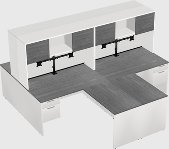 Quad l-shaped office desks