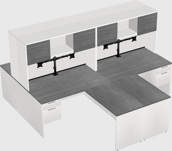 Quad l-shaped office desks