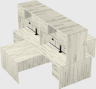 Quad l-shaped office desks