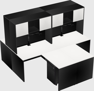 Quad l-shaped office desks