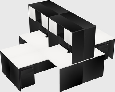 Quad l-shaped office desks