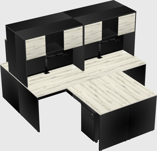 Quad l-shaped office desks